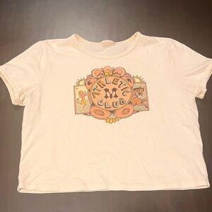 MOTHER The Itty Bitty Ringer Tee Athletic Club Off-White Graphic Size XL